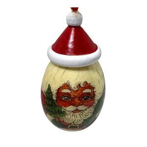 VTG 80s Hand-Painted Papier Mache’ Egg Santa Claus Ornament Whimsical Taiwan